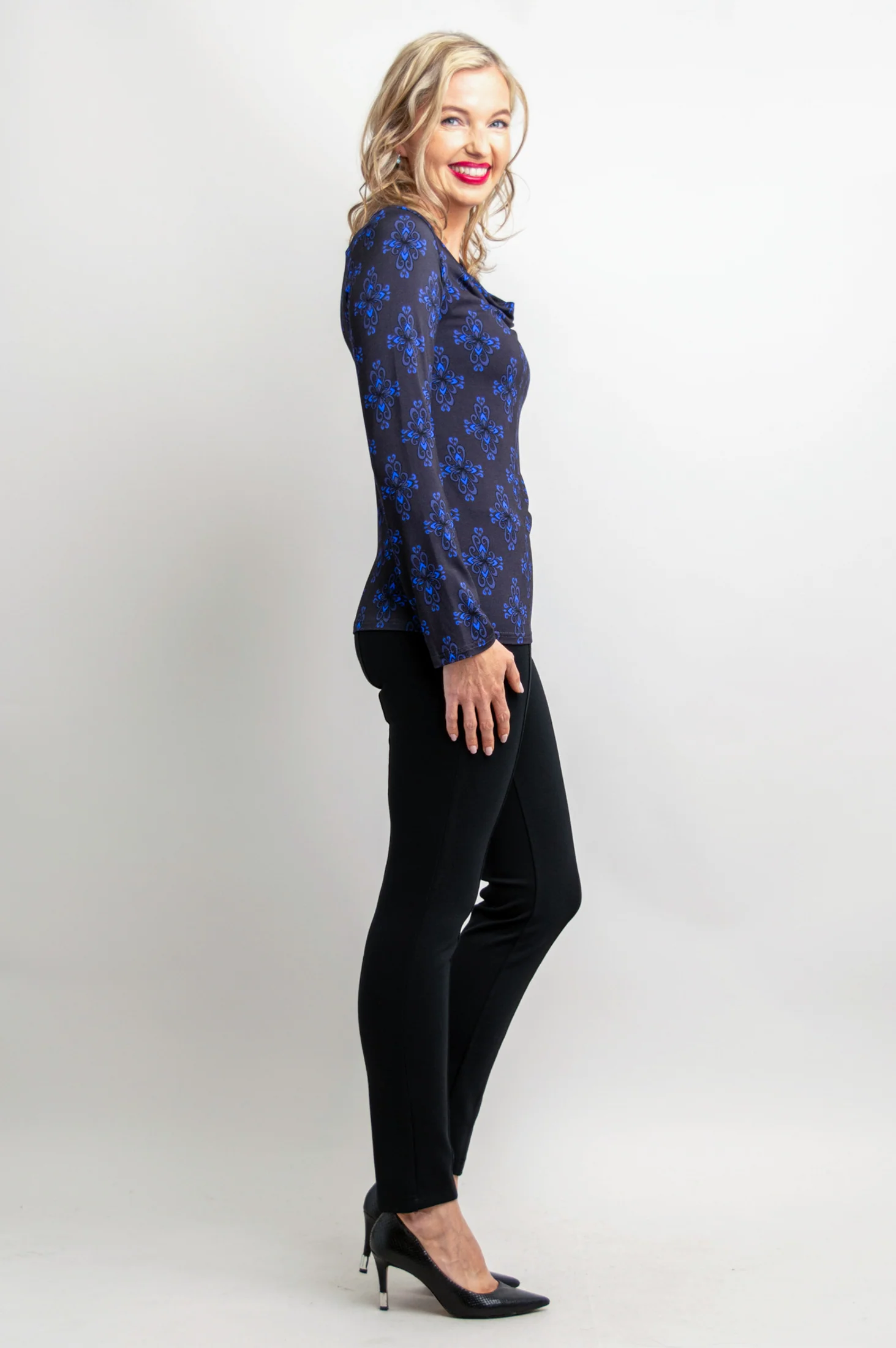 Charisse Long Sleeve Top, Blue French, Bamboo - Final Sale - Image 4