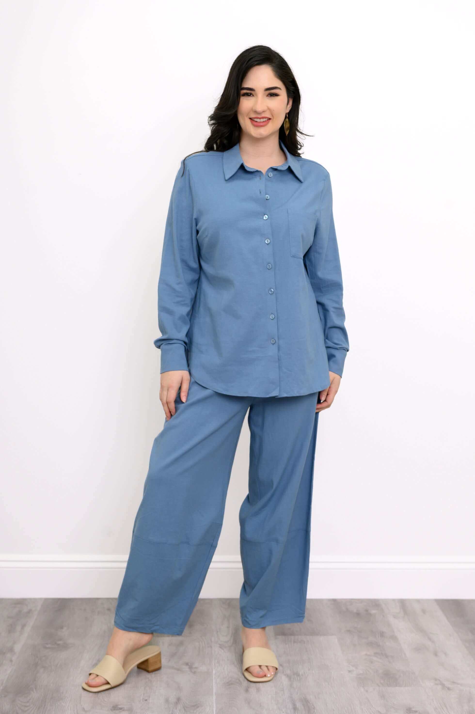 Charlie Blouse, Soft Denim, Linen Viscose - Image 2