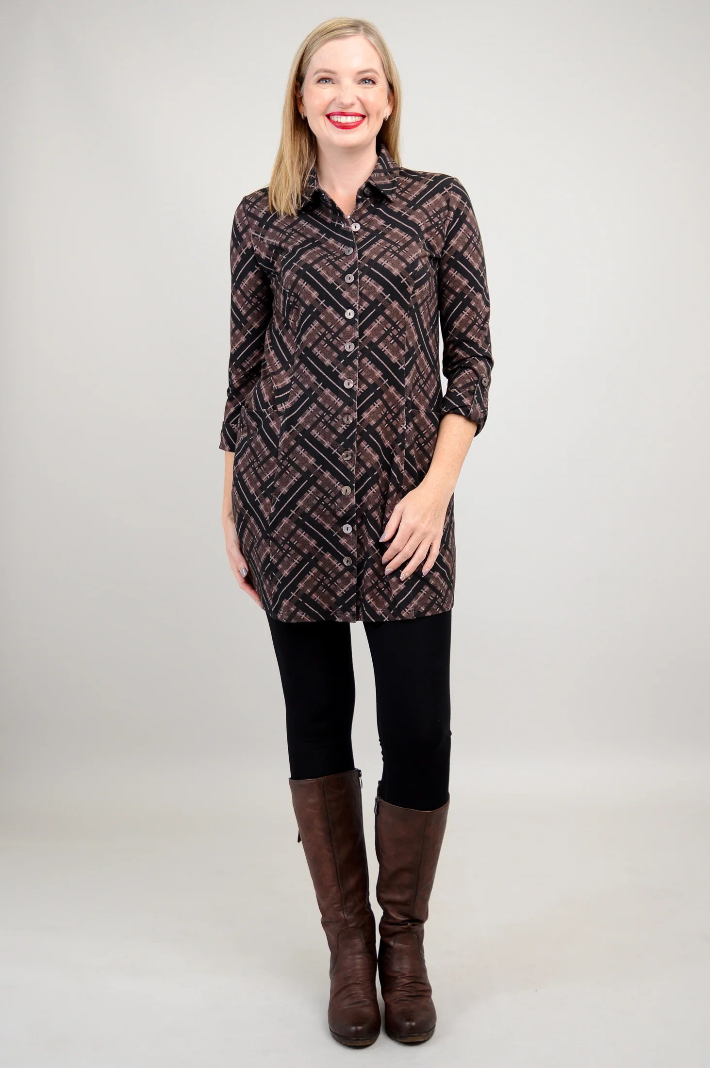 Charlie Tunic, Rich Plaid, Bamboo - Final Sale - Image 3