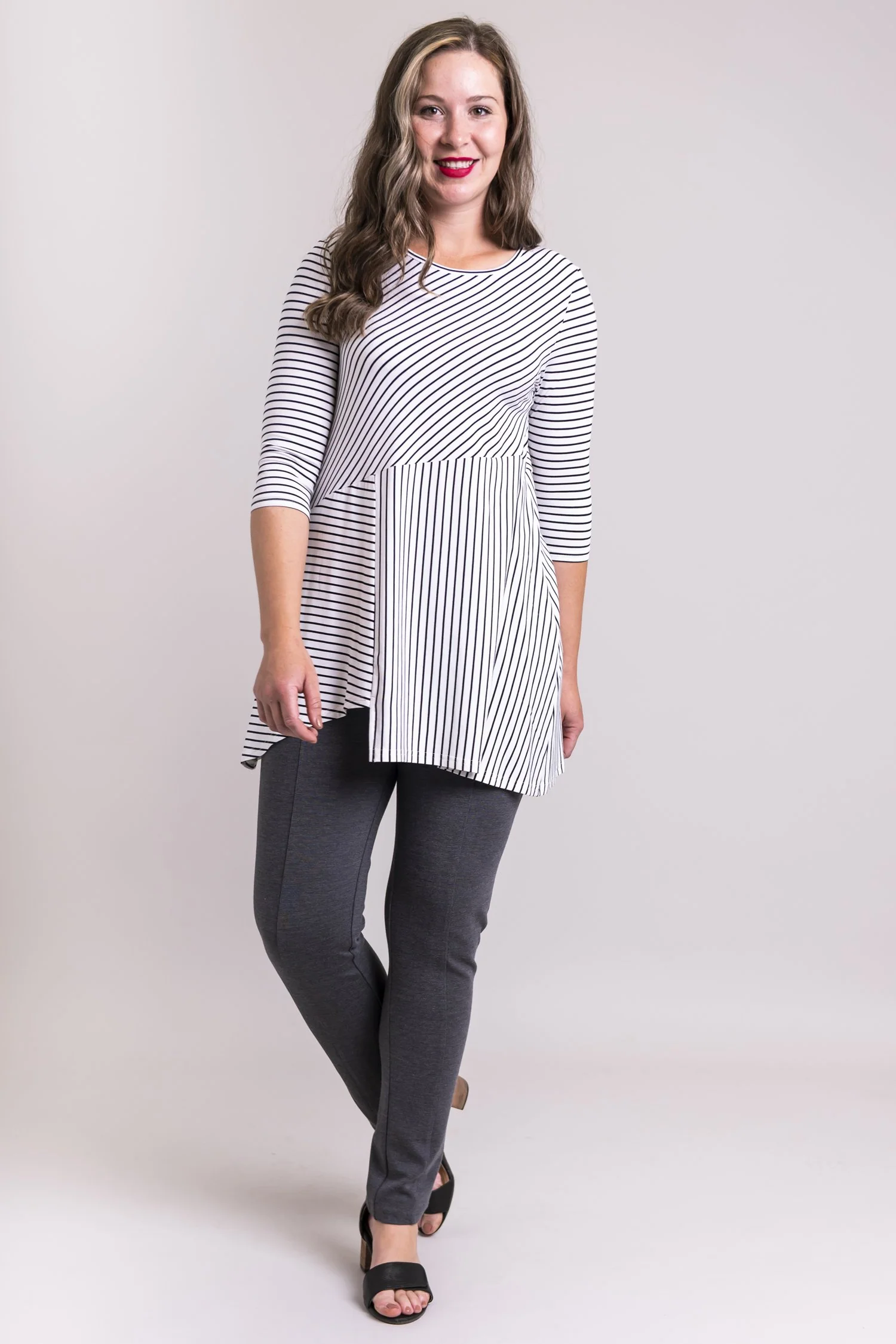 Charming Tunic, White/Black Small Stripe, Bamboo- Final Sale - Image 3
