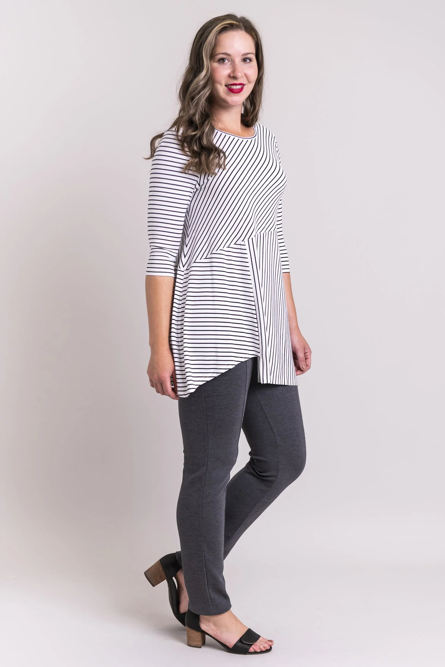 Charming Tunic, White/Black Small Stripe, Bamboo- Final Sale - Image 4