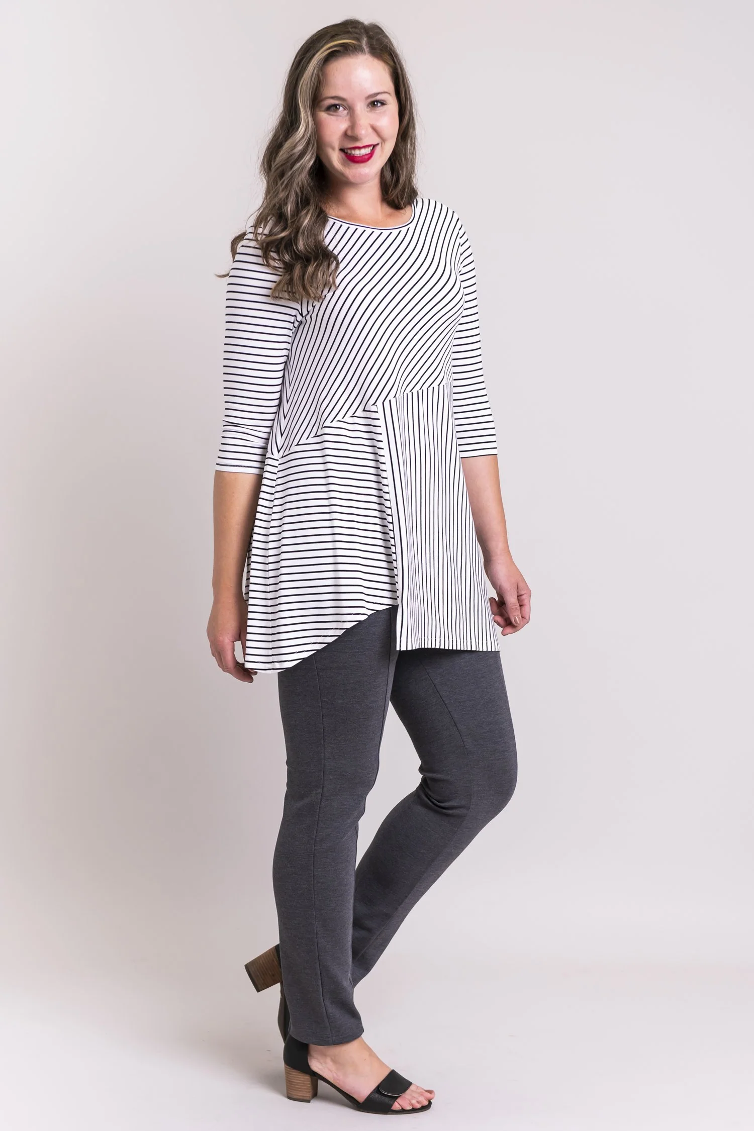 Charming Tunic, White/Black Small Stripe, Bamboo- Final Sale - Image 5