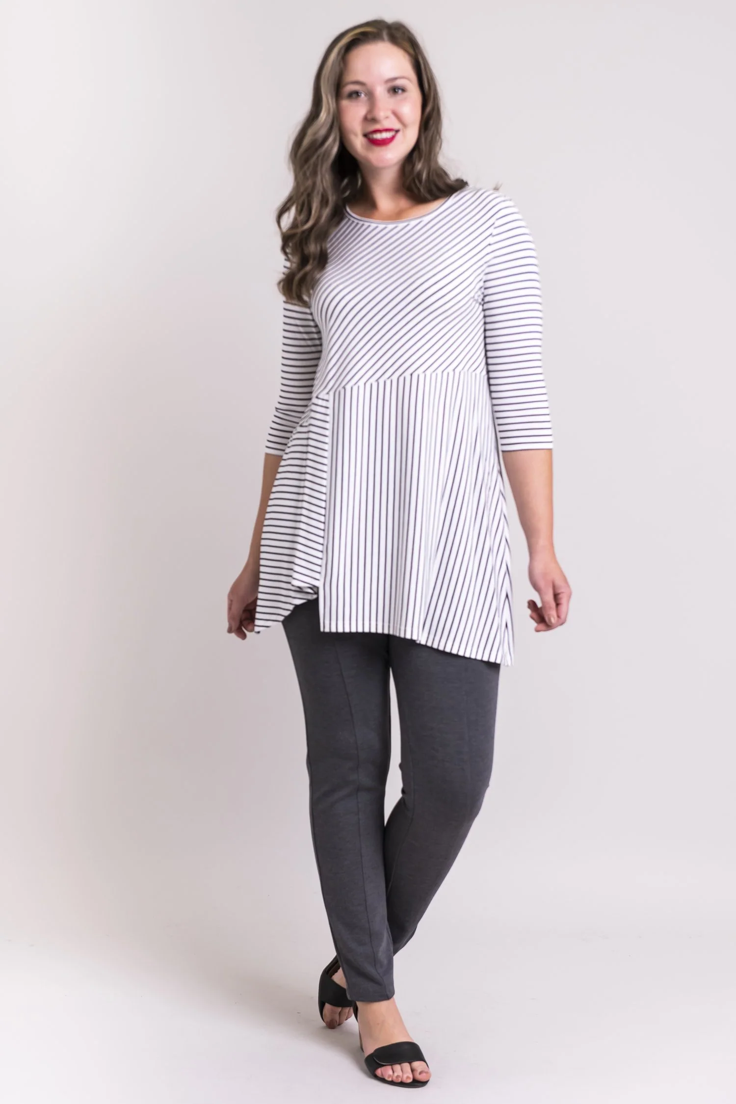 Charming Tunic, White/Black Small Stripe, Bamboo- Final Sale - Image 6