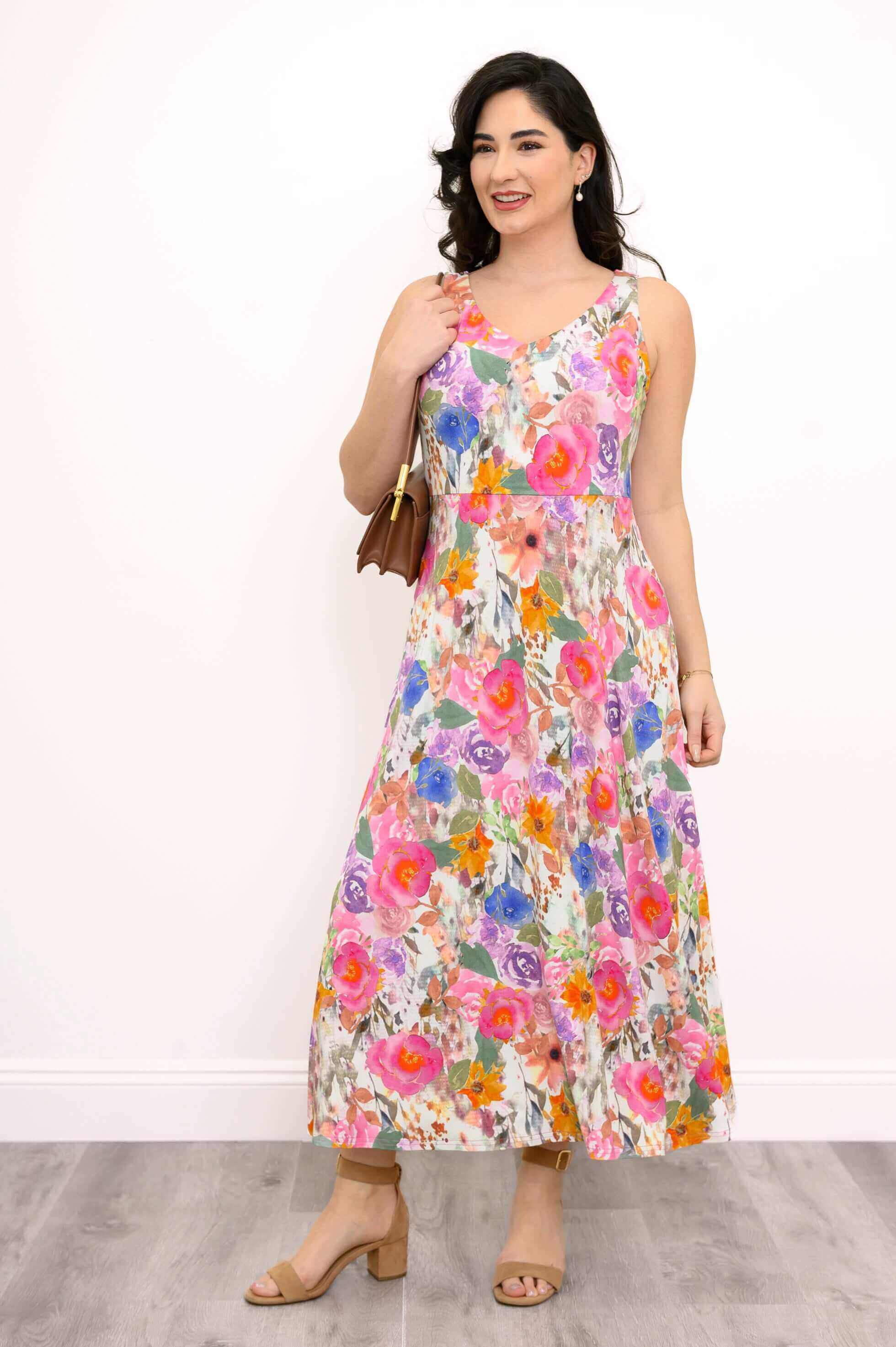 Cheryl Dress, Pink Bouquet, Bamboo - Image 3