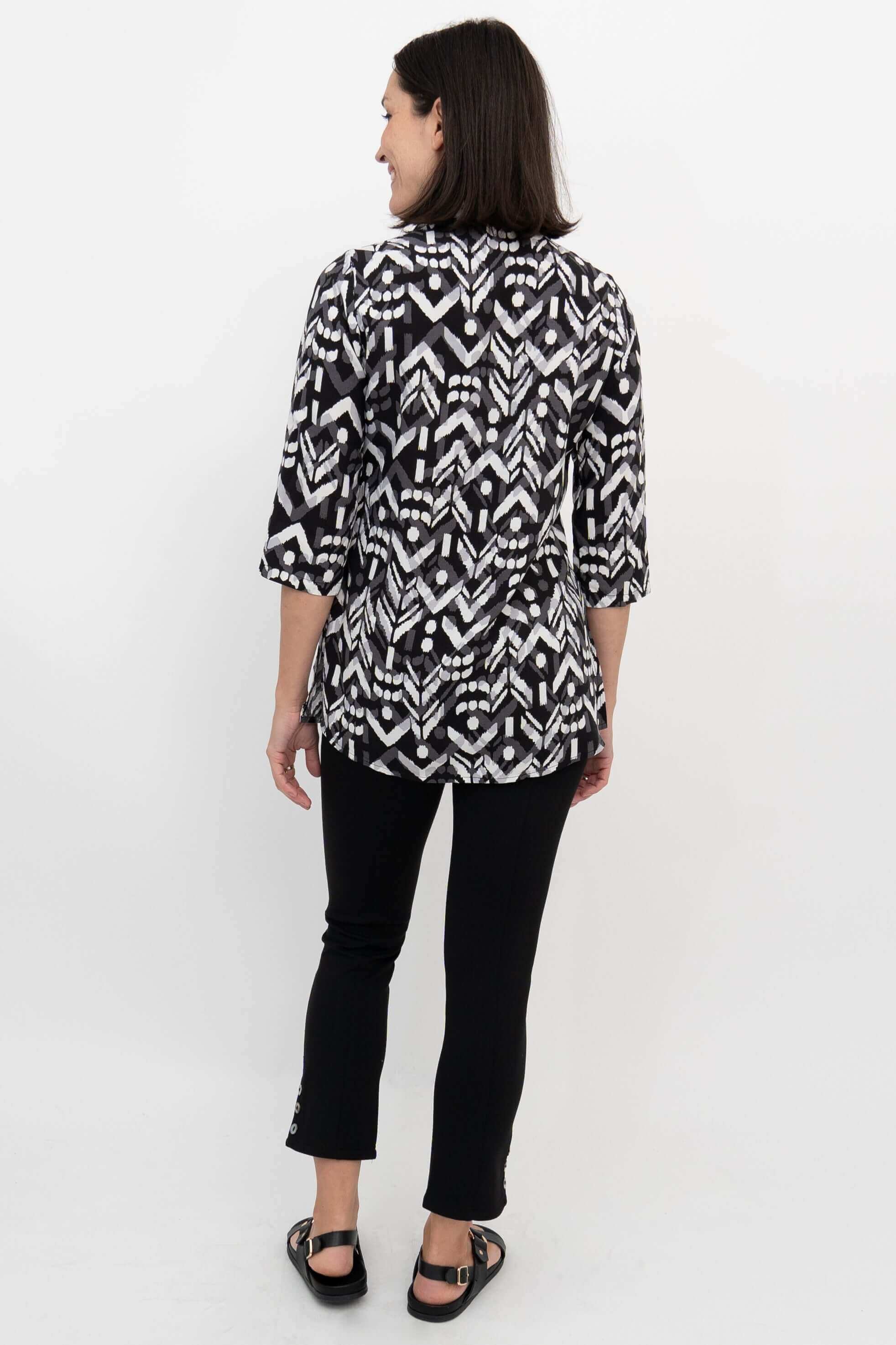 Cindy 3/4 Sleeve Top, B/W Mosaic - Final sale - Image 4
