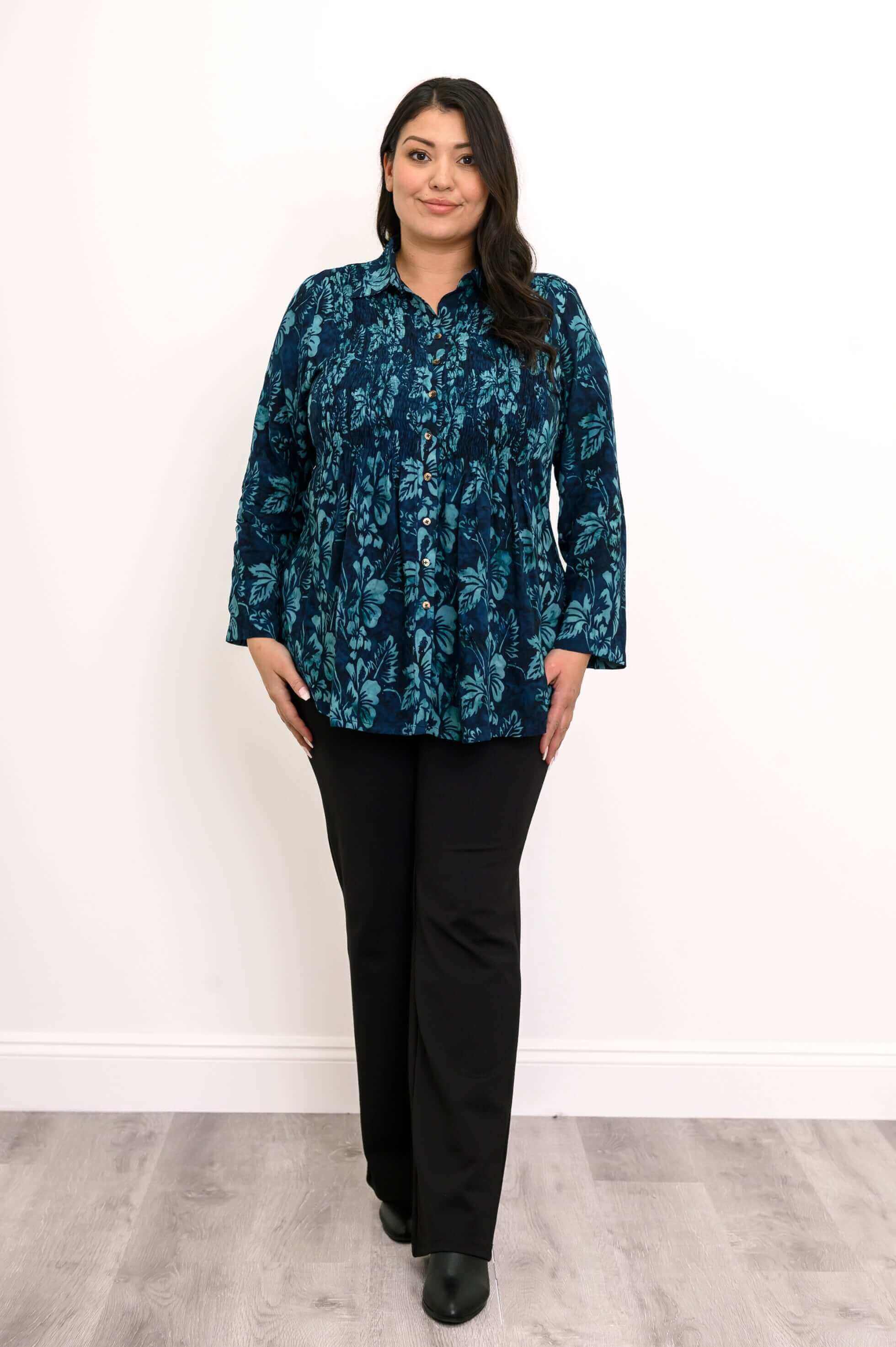 Cindy L/S Blouse, Emerald Mirage - Image 5