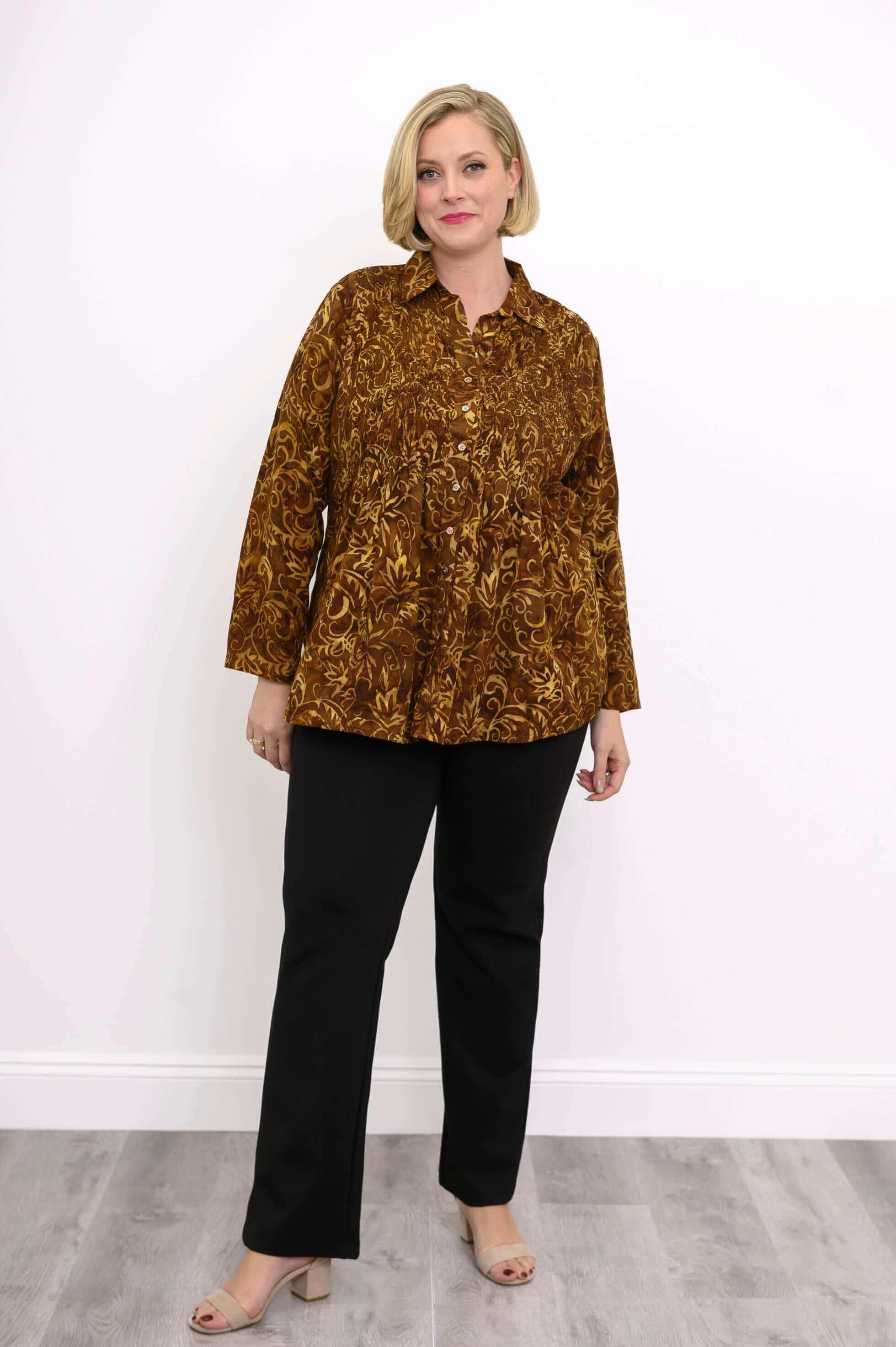Cindy L/S Blouse, Forest Moss - Image 2