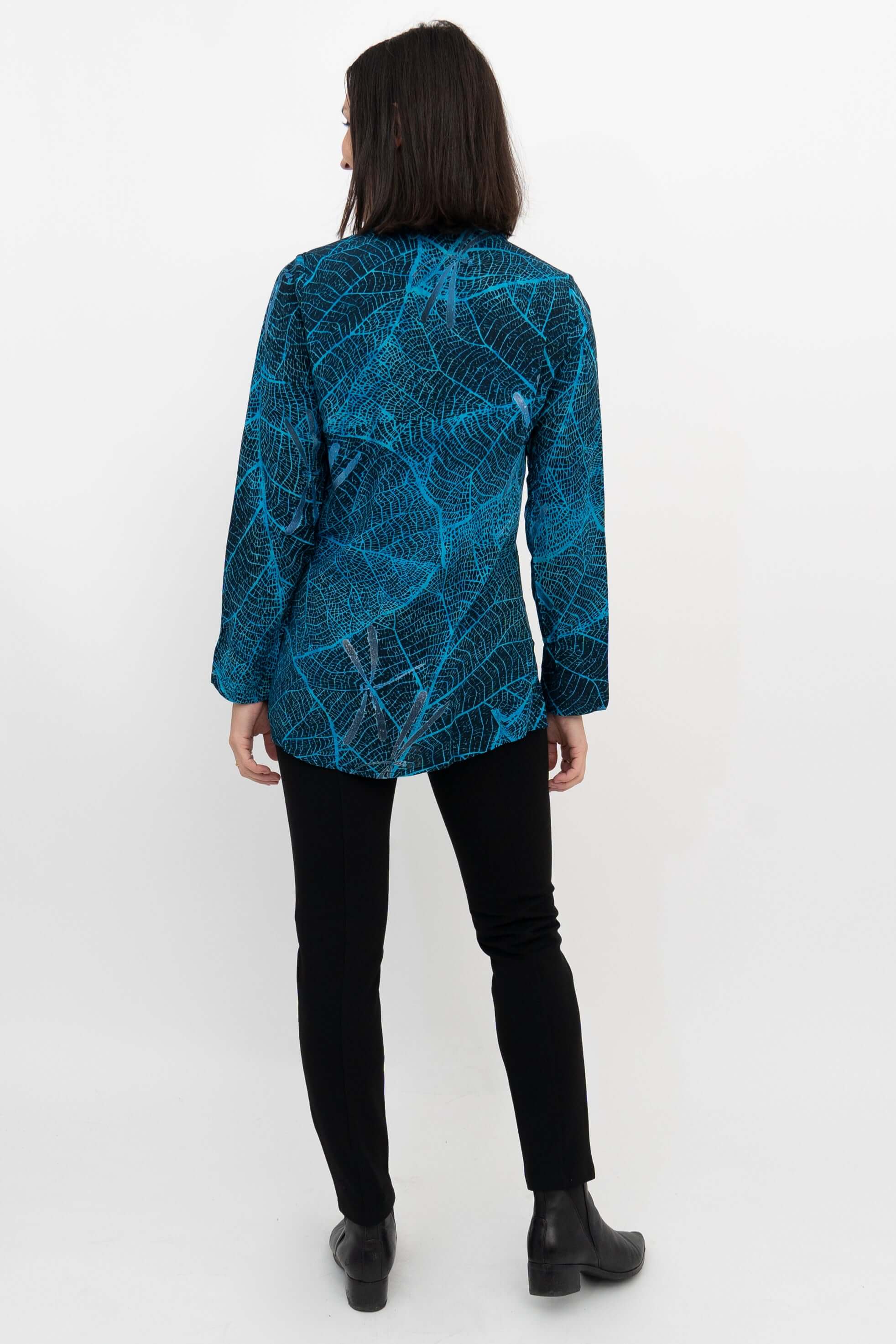Cindy L/S Blouse, Turq Mesh - Image 3