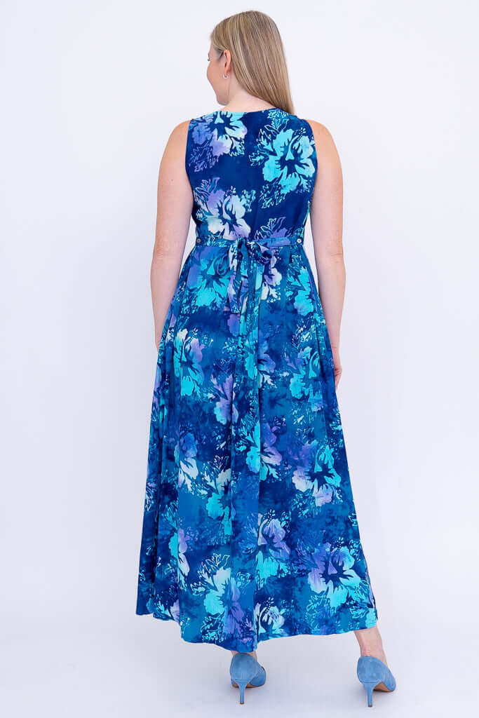 Cleo Dress, Aqua Hibiscis - Final Sale - Image 5