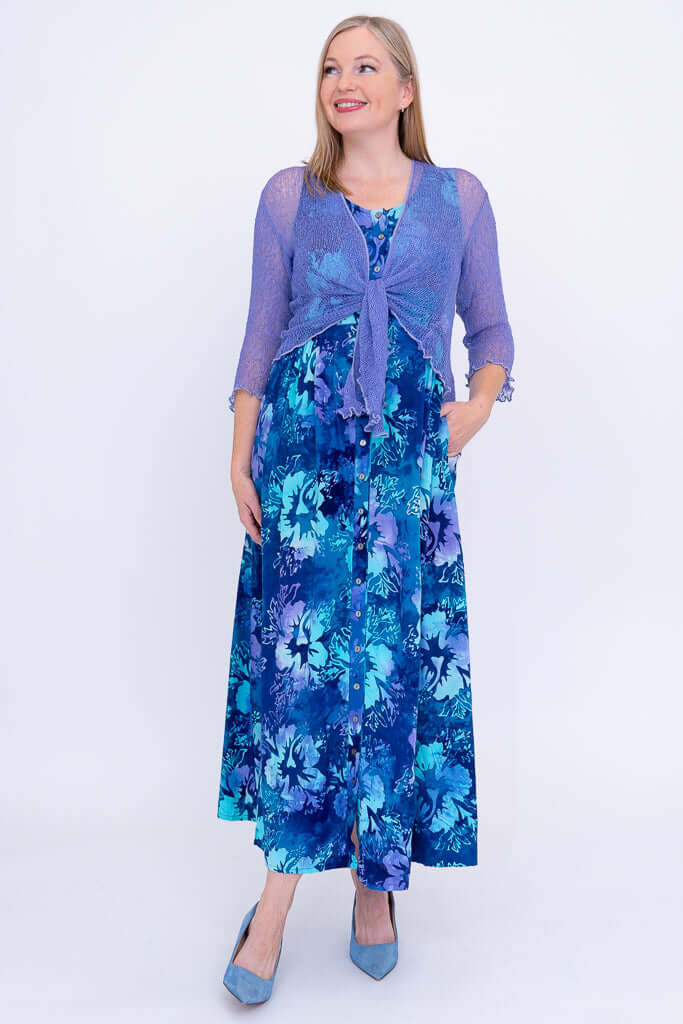 Cleo Dress, Aqua Hibiscis - Final Sale - Image 6