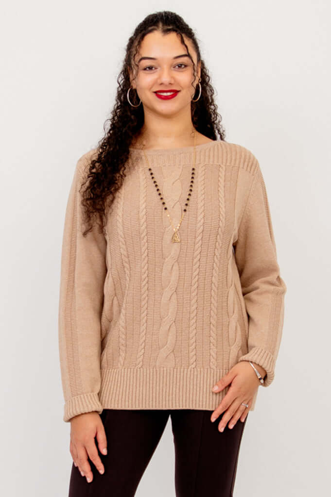 Cora Sweater, Latte, Cotton - Final Sale