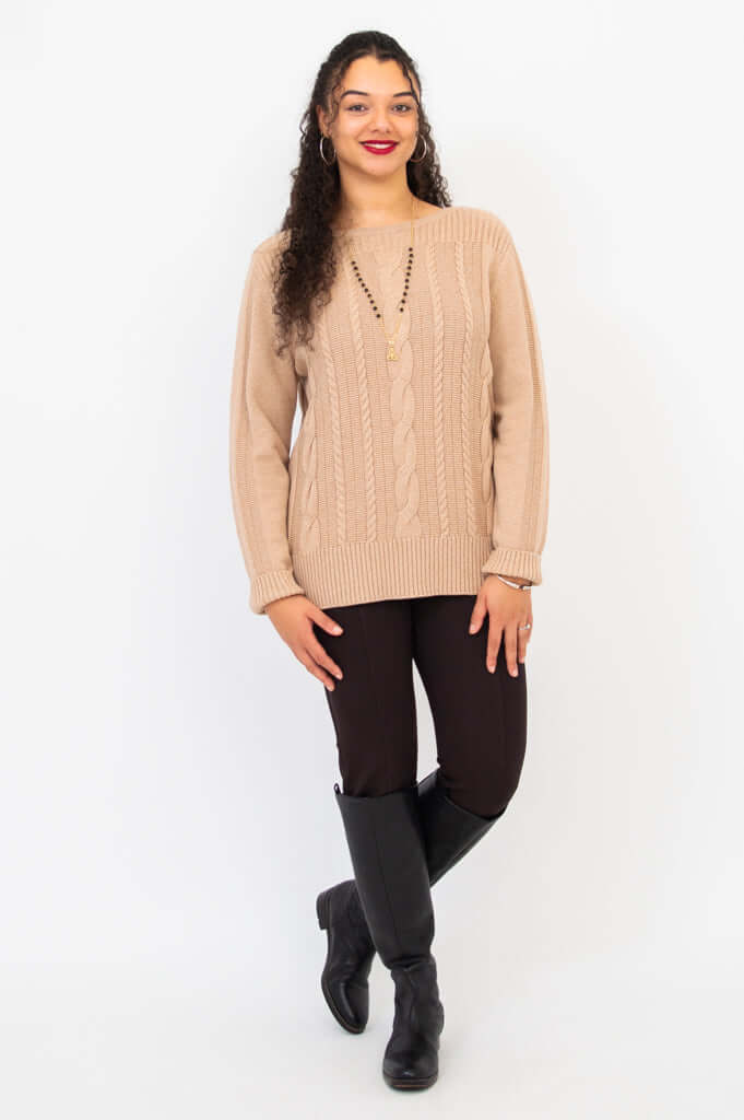 Cora Sweater, Latte, Cotton - Final Sale - Image 4