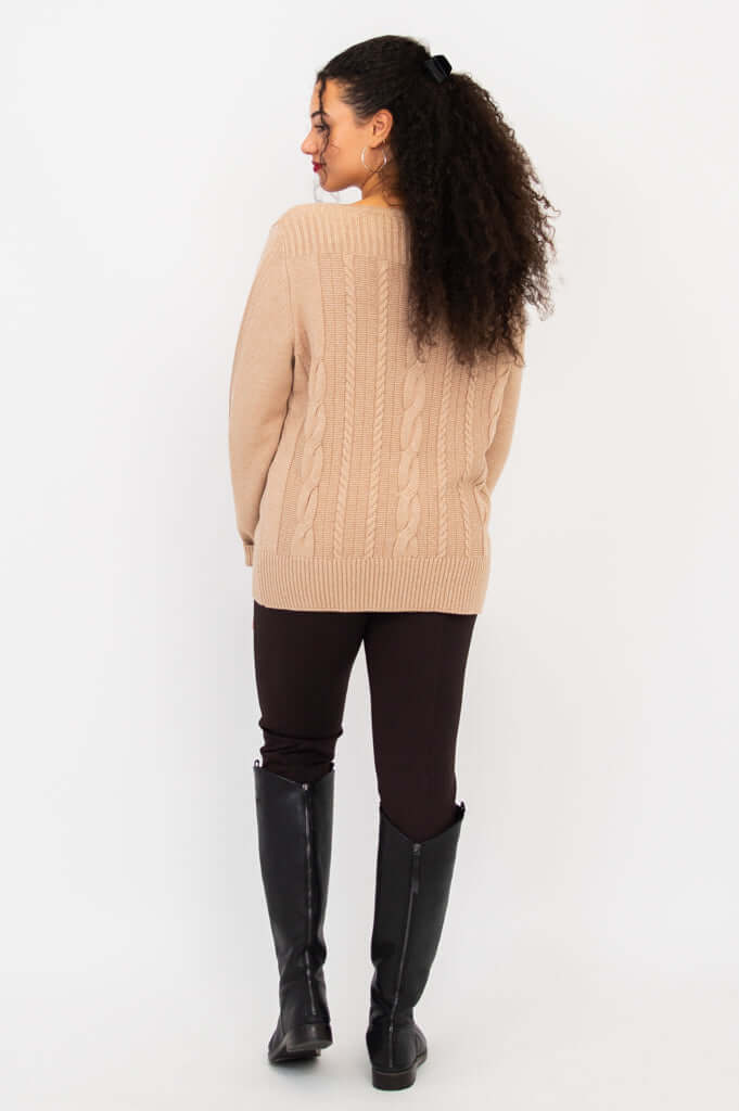 Cora Sweater, Latte, Cotton - Final Sale - Image 5