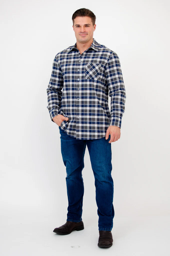 Cory Men's Shirt, Citrus Plaid, Cotton - Image 2