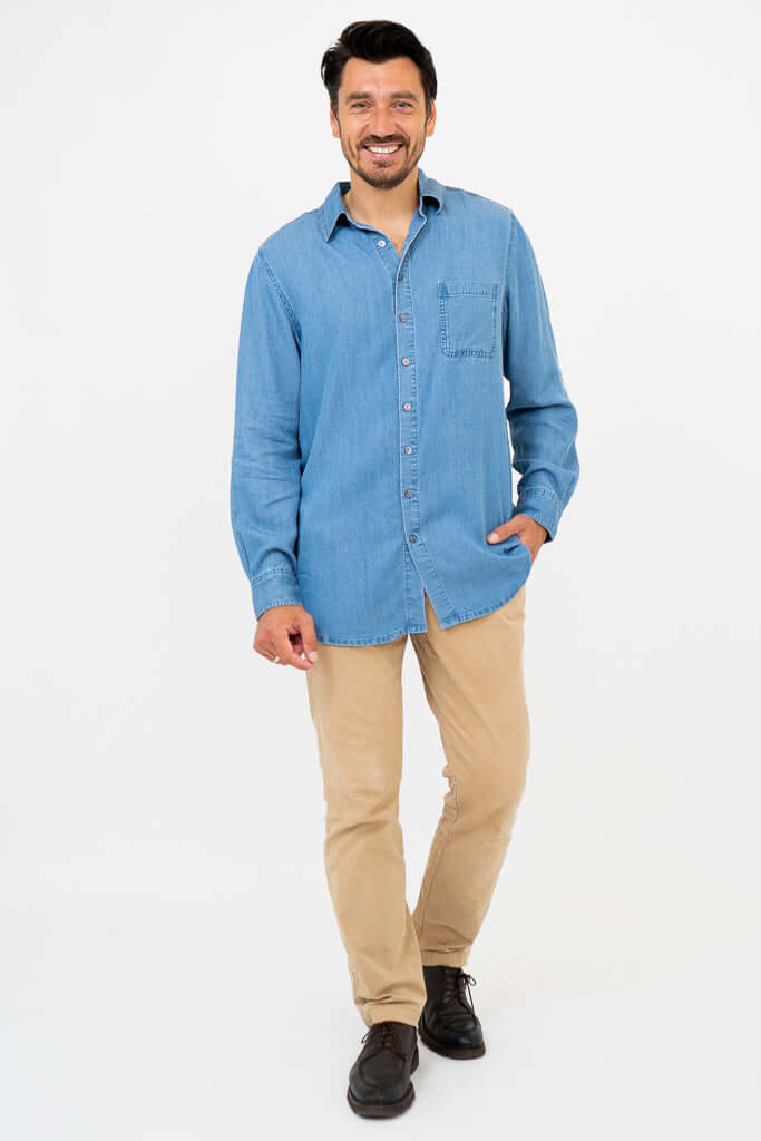 Cory Men's Shirt, Lightweight Tencel Denim - Image 6