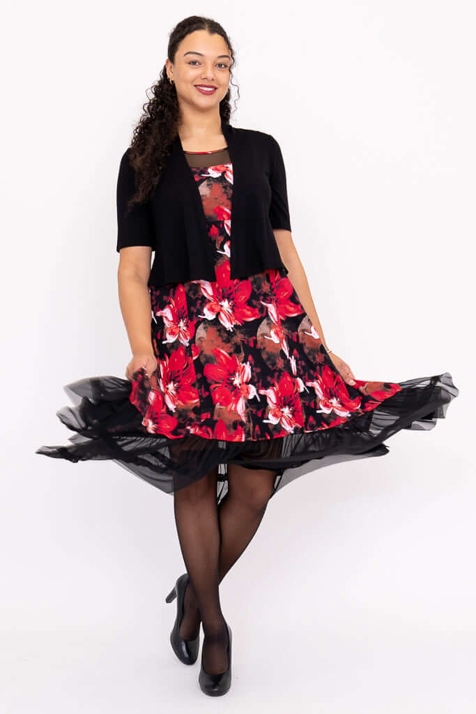 Danube Dress, Lipstick Poinsetta, Bamboo - Image 4