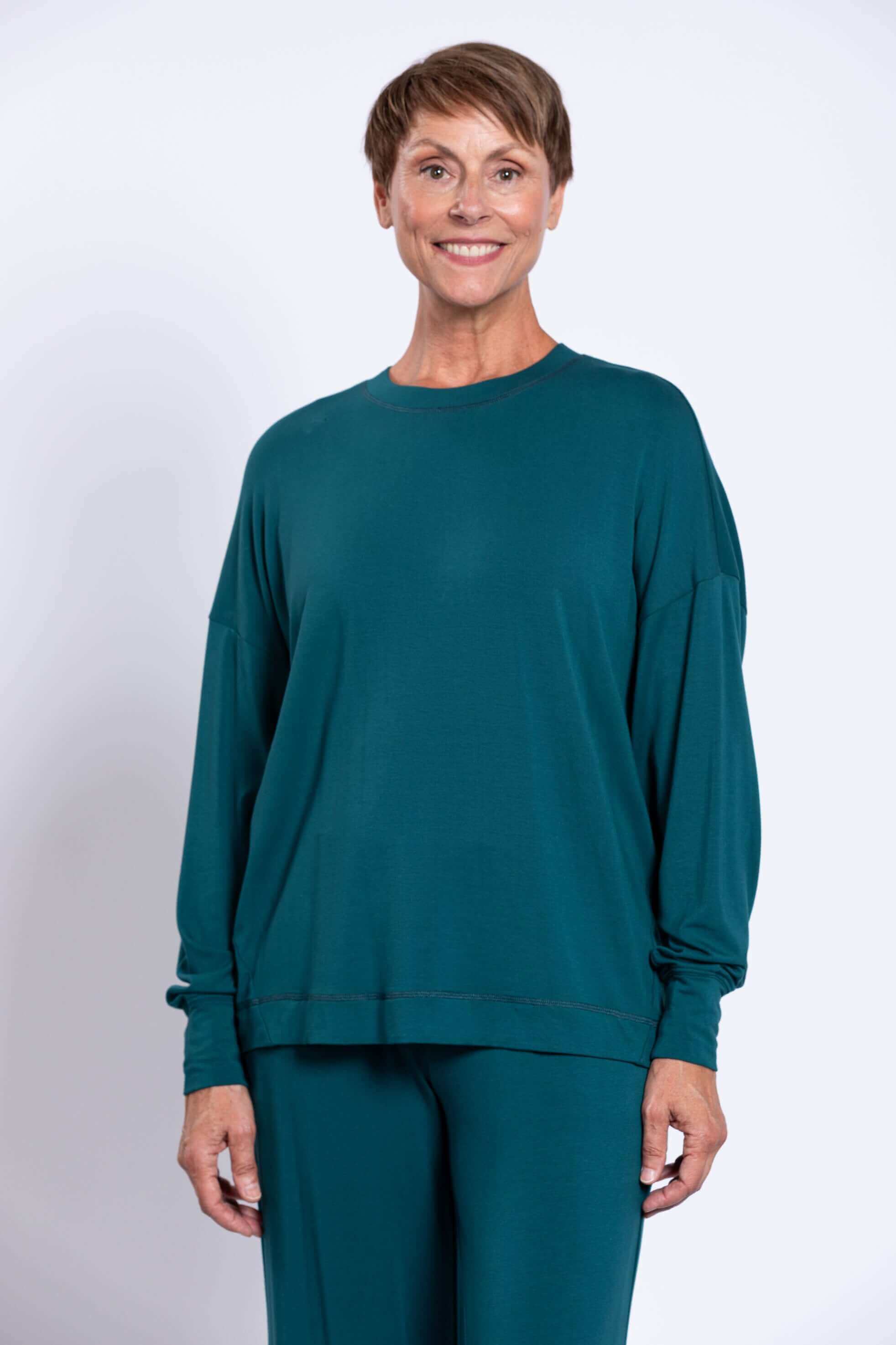 Denny Top, Teal, French Terry