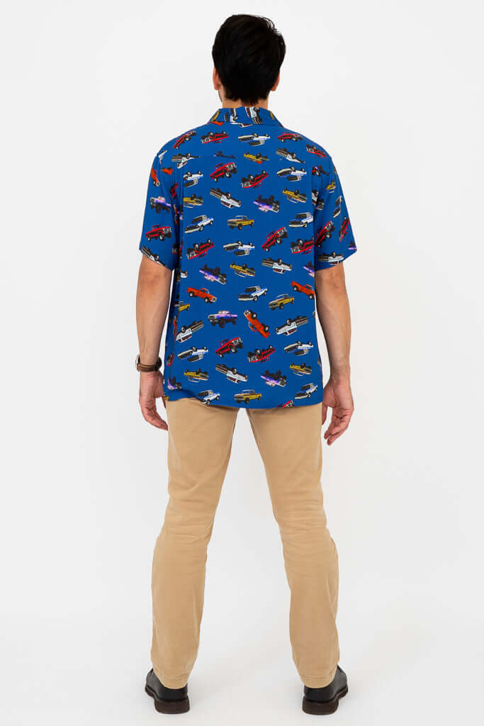 Dino Shirt, Blue Truck, Woven Bamboo - Image 5