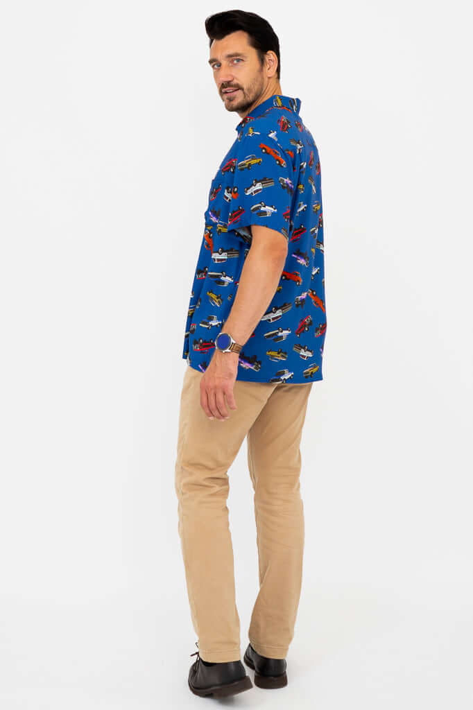Dino Shirt, Blue Truck, Woven Bamboo - Image 6