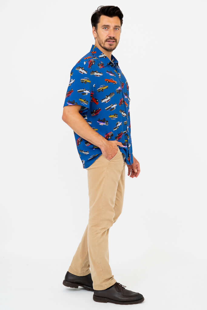 Dino Shirt, Blue Truck, Woven Bamboo - Image 7