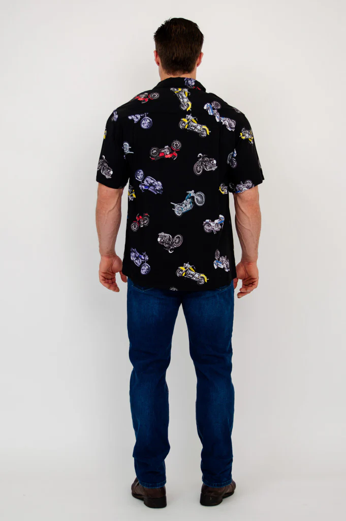 Dino Shirt, Motorcycle, Woven Bamboo - Image 4