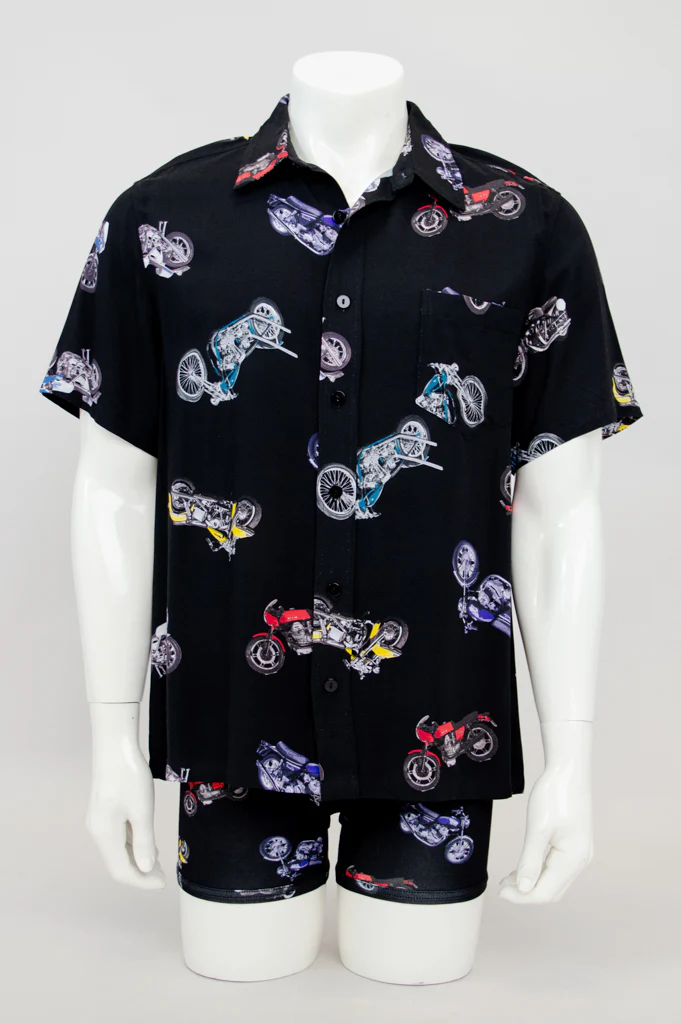 Dino Shirt, Motorcycle, Woven Bamboo - Image 5