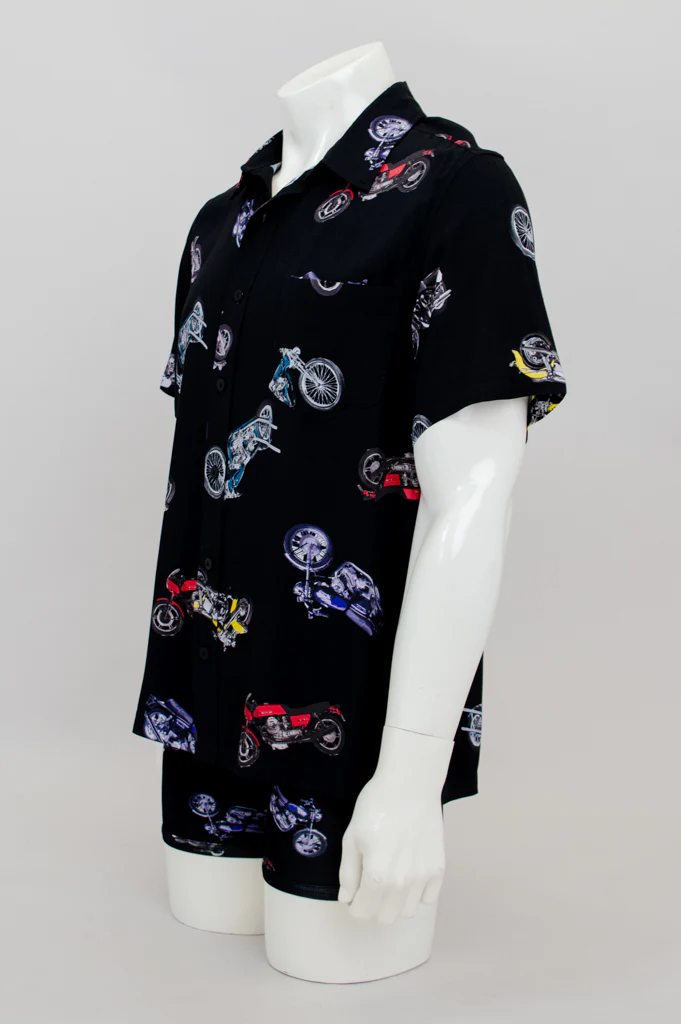 Dino Shirt, Motorcycle, Woven Bamboo - Image 7