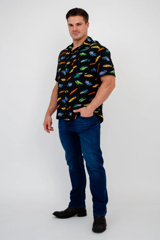 Dino Shirt, Muscle Cars, Woven Bamboo - Image 2