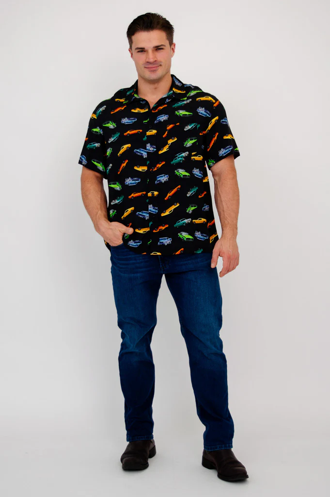 Dino Shirt, Muscle Cars, Woven Bamboo - Image 3