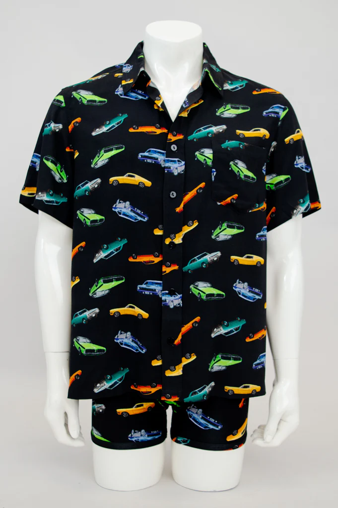 Dino Shirt, Muscle Cars, Woven Bamboo - Image 5
