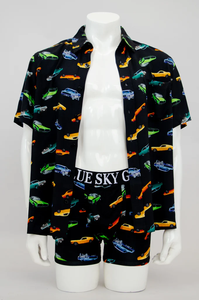 Dino Shirt, Muscle Cars, Woven Bamboo - Image 6