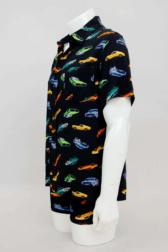 Dino Shirt, Muscle Cars, Woven Bamboo - Image 7