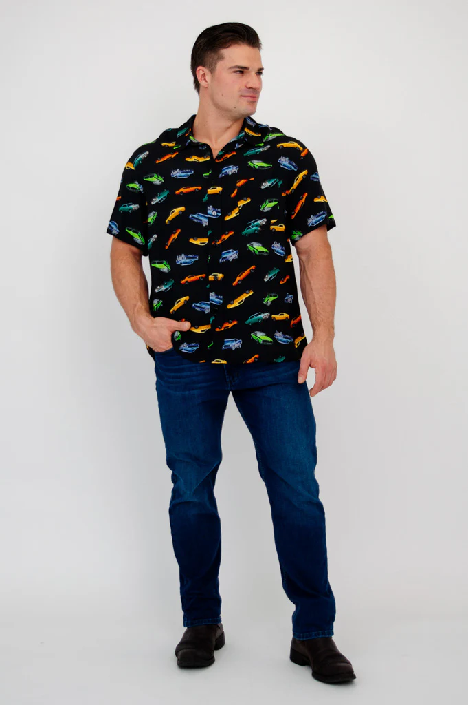 Dino Shirt, Muscle Cars, Woven Bamboo - Image 8