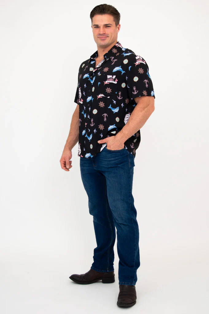 Dino Shirt, Sailor, Woven Bamboo - Image 2