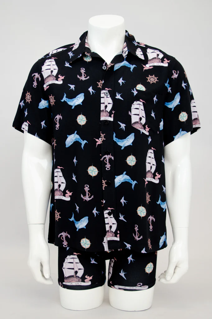 Dino Shirt, Sailor, Woven Bamboo - Image 3