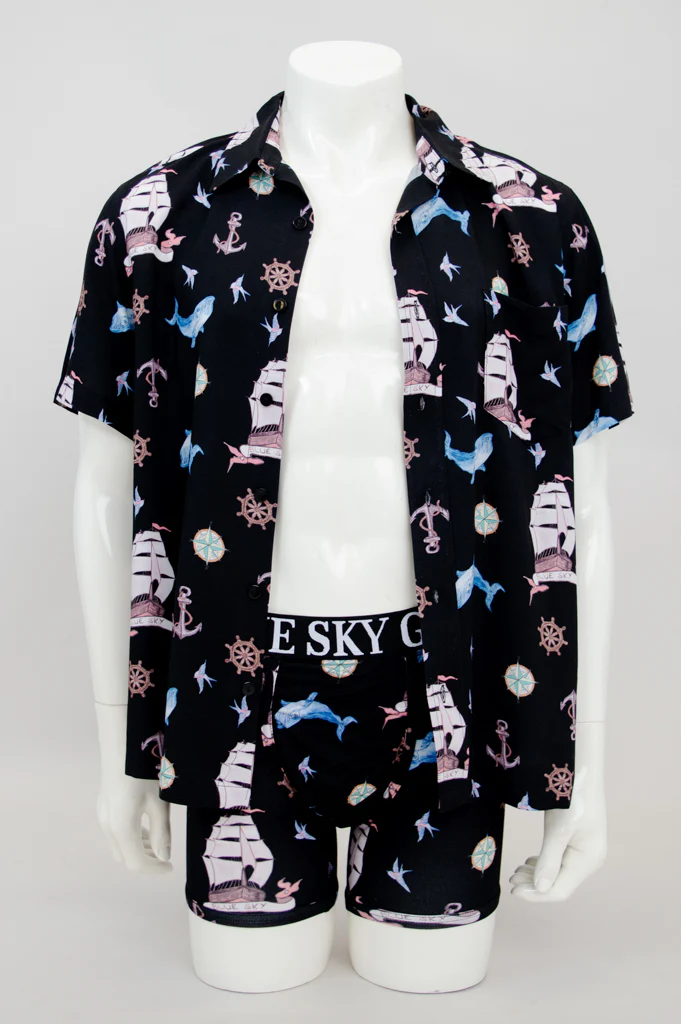 Dino Shirt, Sailor, Woven Bamboo - Image 4