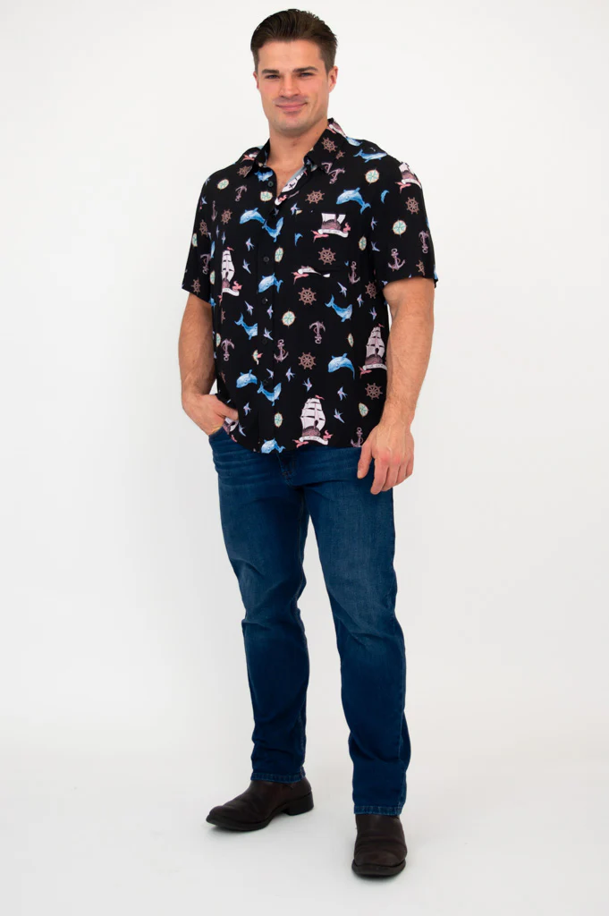 Dino Shirt, Sailor, Woven Bamboo - Image 5