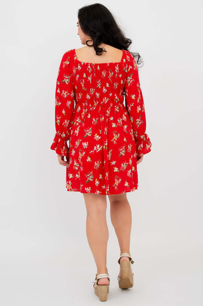 Eden Dress, Red Ditsy, Linen Bamboo - Image 4