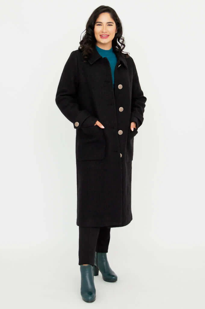 Edna Coat, Black, Boiled Wool - Image 4