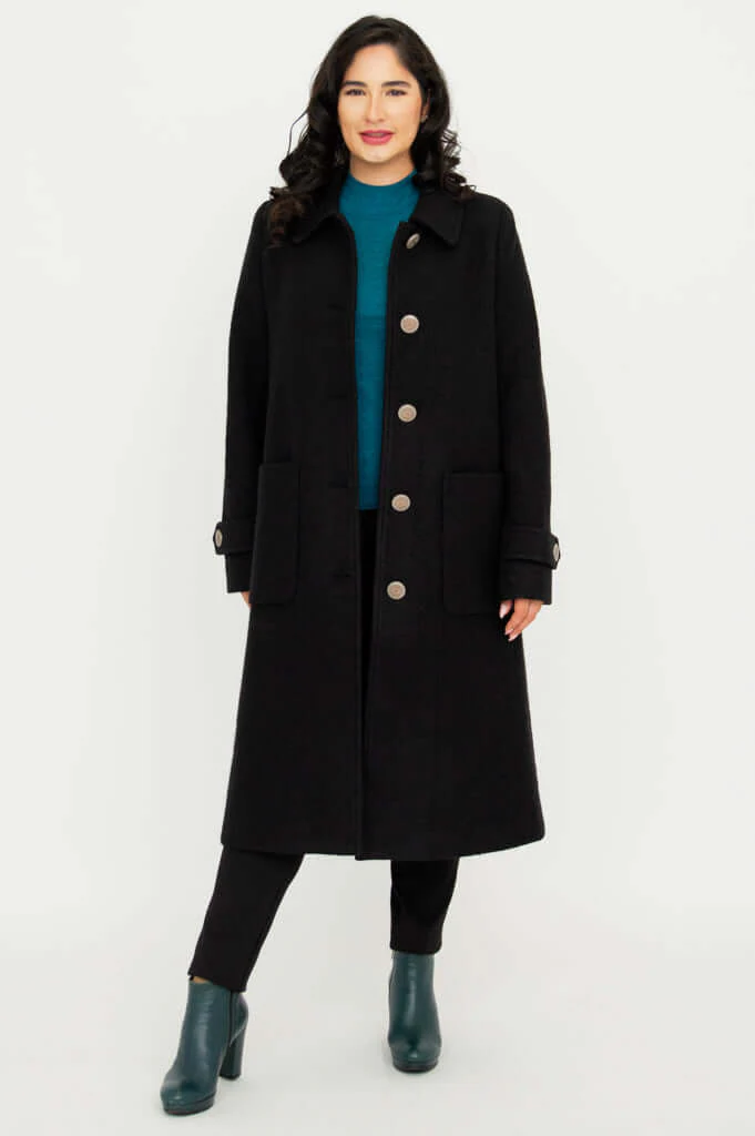Edna Coat, Black, Boiled Wool - Image 7