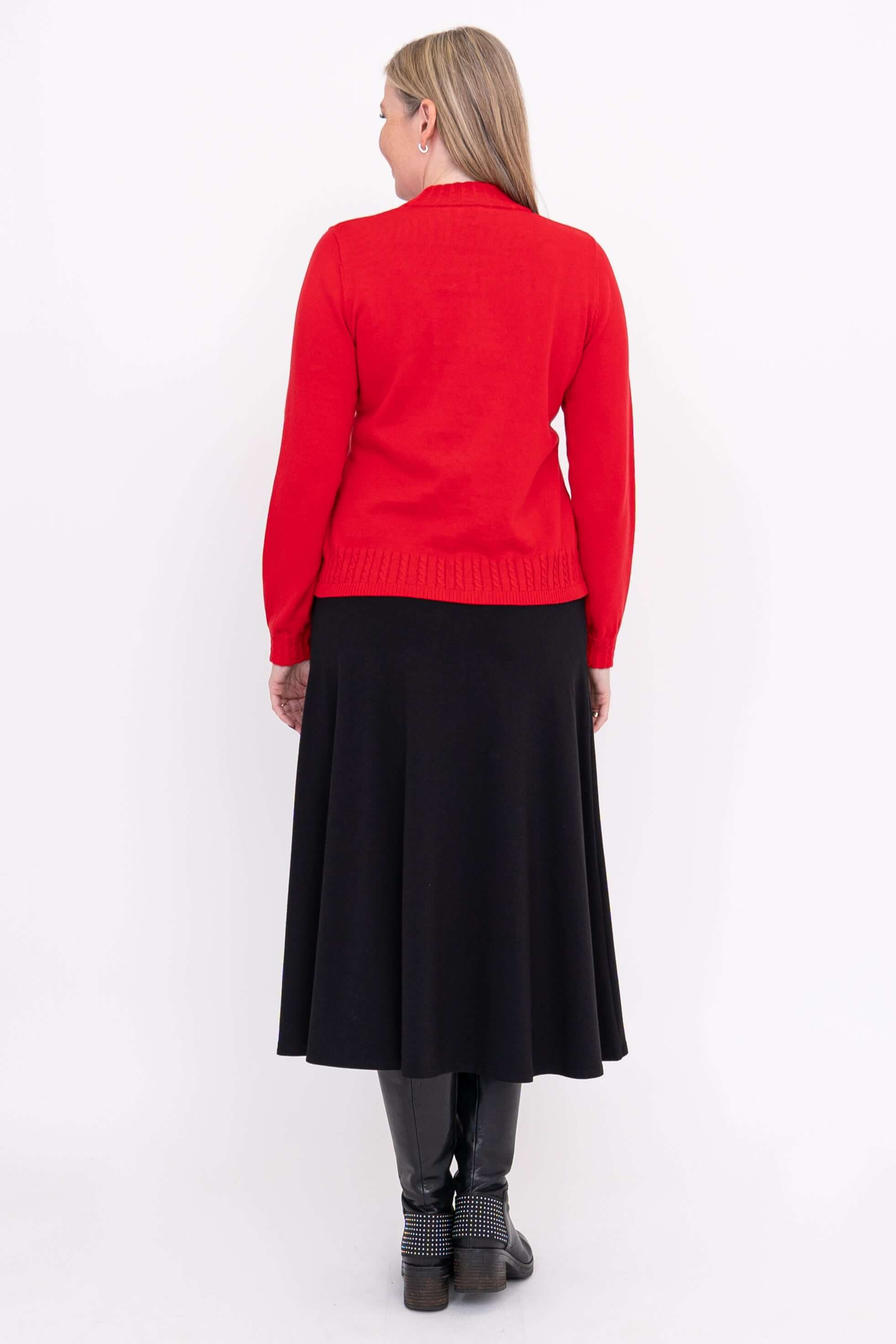 Ella Sweater, Red, Cotton - Image 4