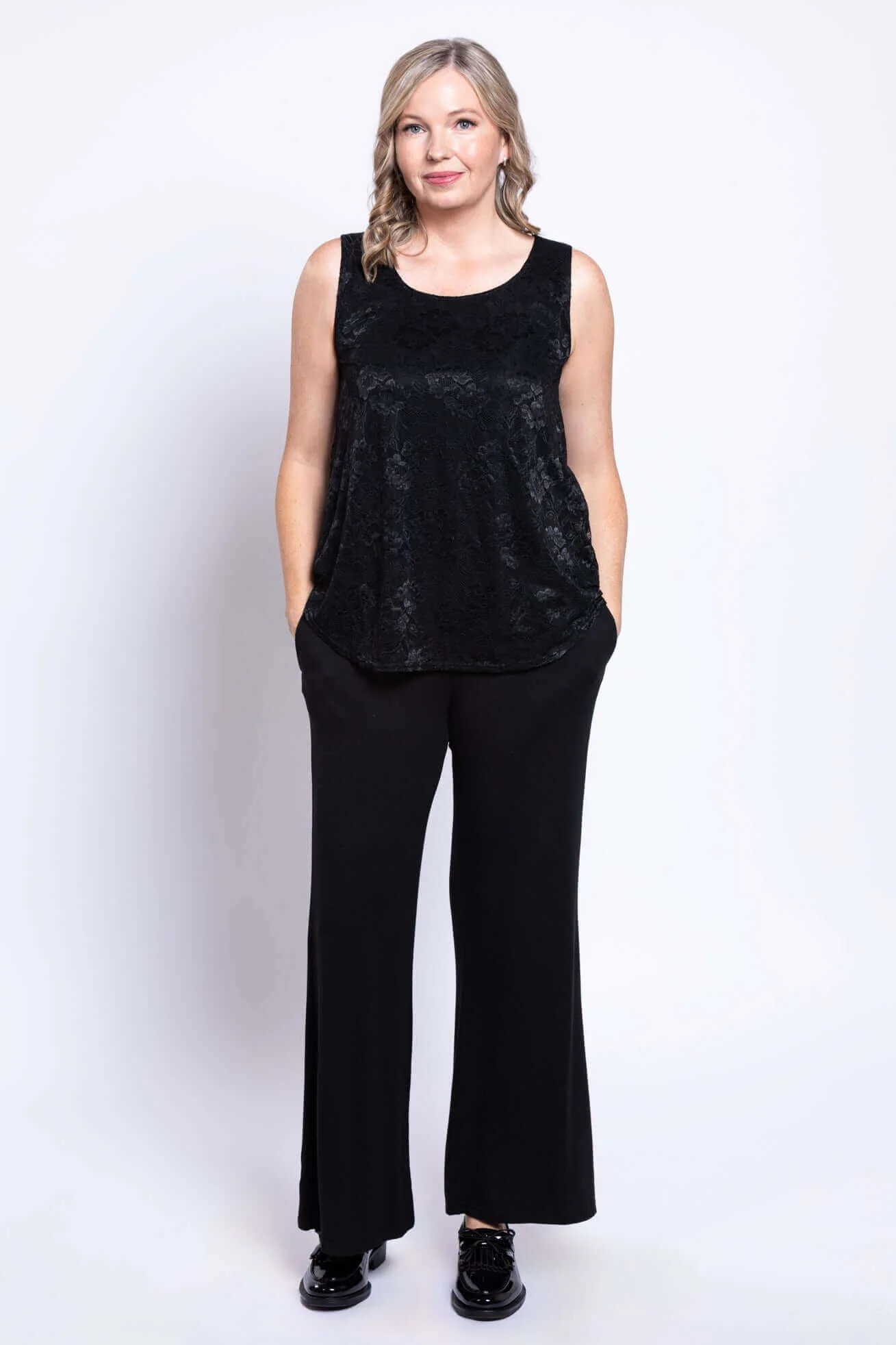 Ellen Tank, Black, Bamboo Lace - Image 2