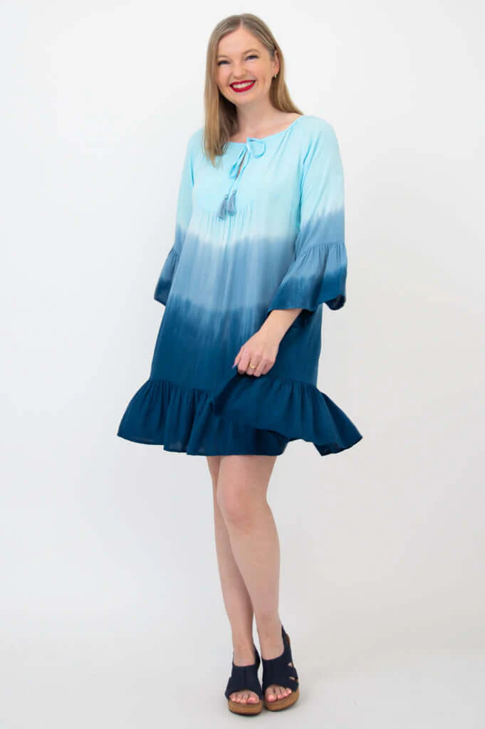 Ellie Dress, Turquoise Dip-Dye - Image 2