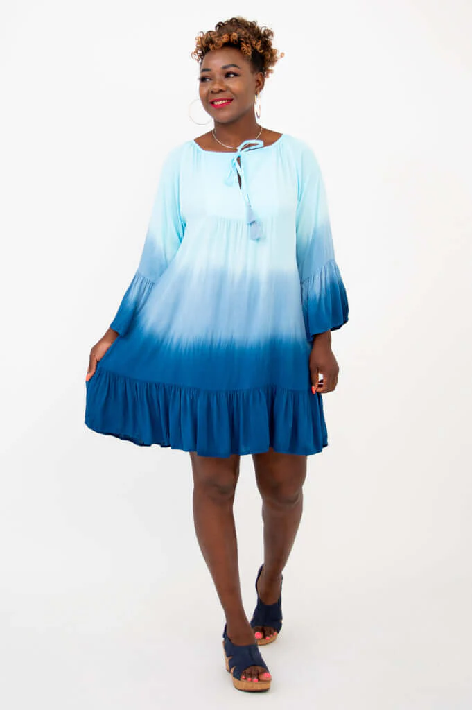 Ellie Dress, Turquoise Dip-Dye - Image 3