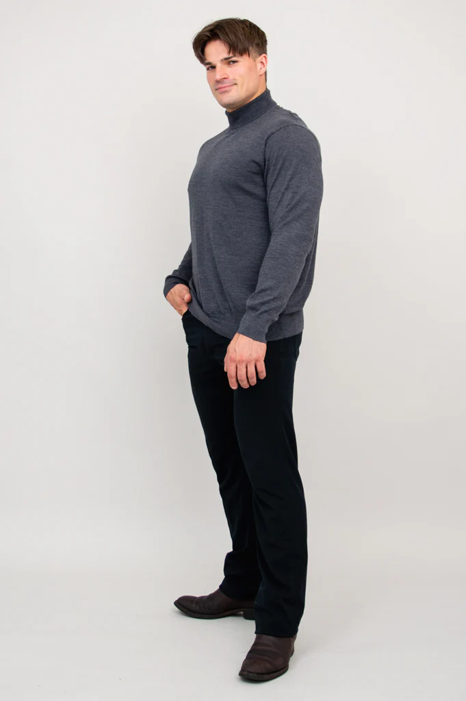 Eric Sweater, Charcoal, 100% Merino Wool - Image 2