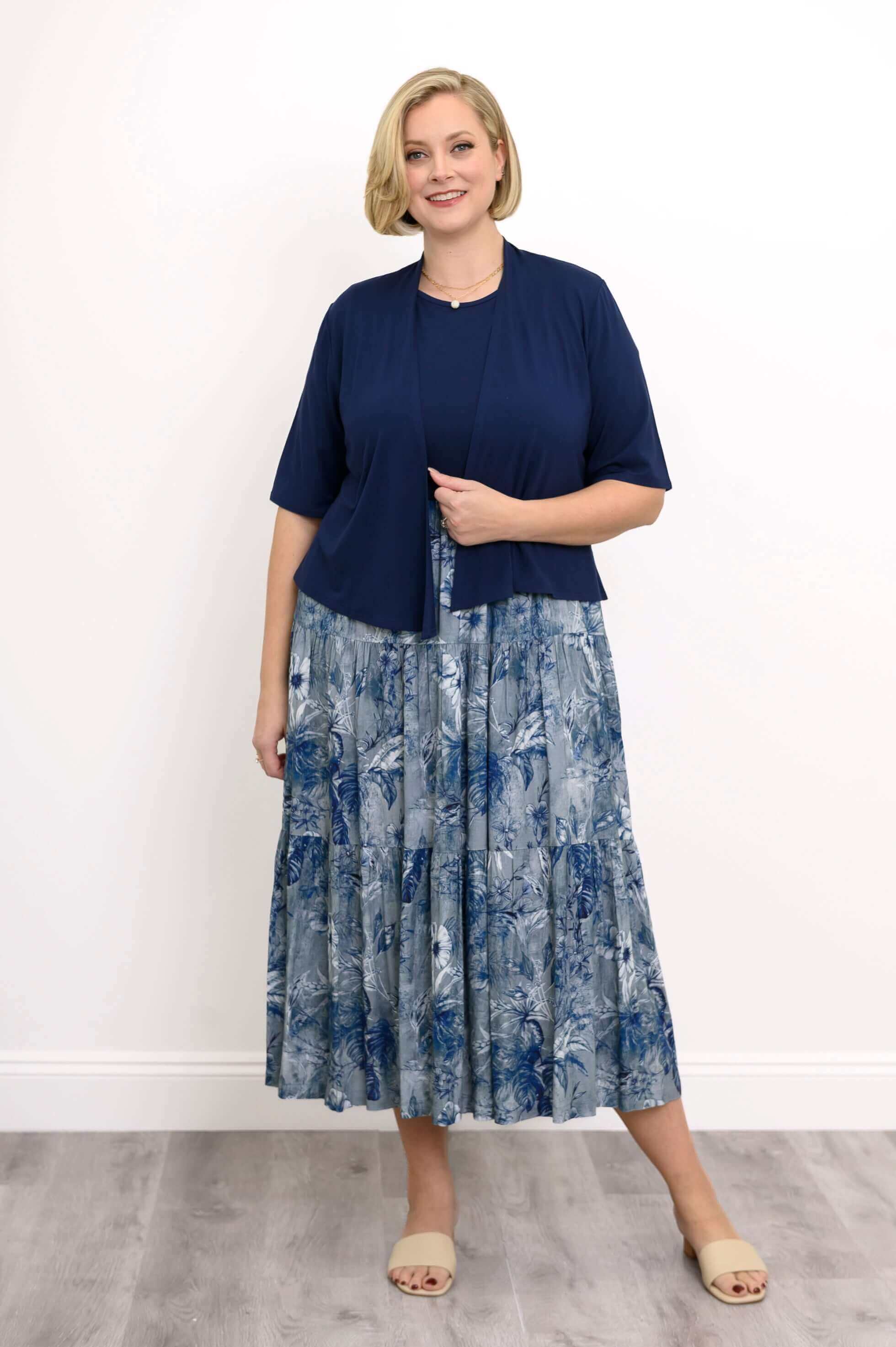 Erin Dress, Indigo Escape, Linen Bamboo - Image 2