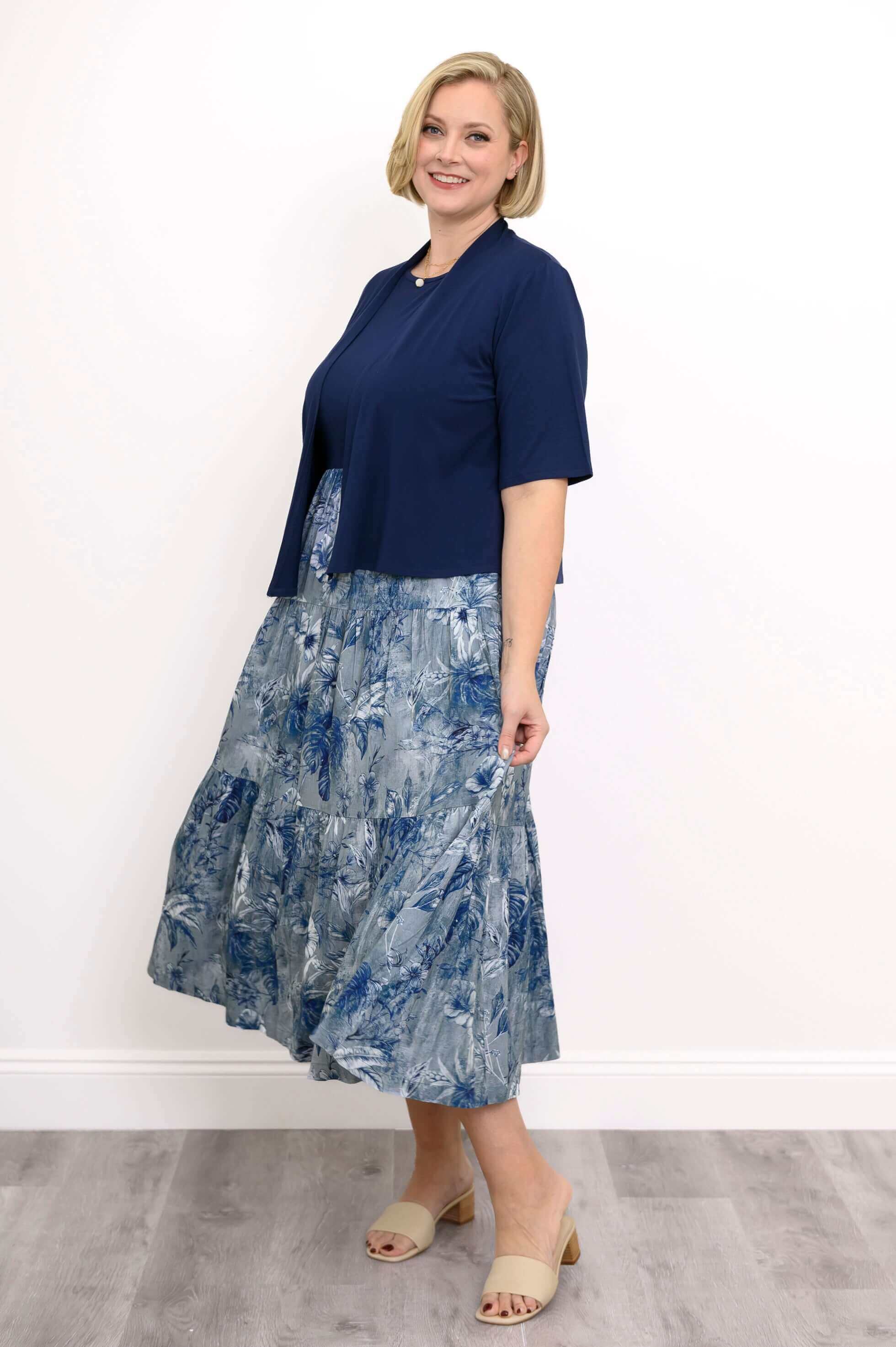 Erin Dress, Indigo Escape, Linen Bamboo - Image 4