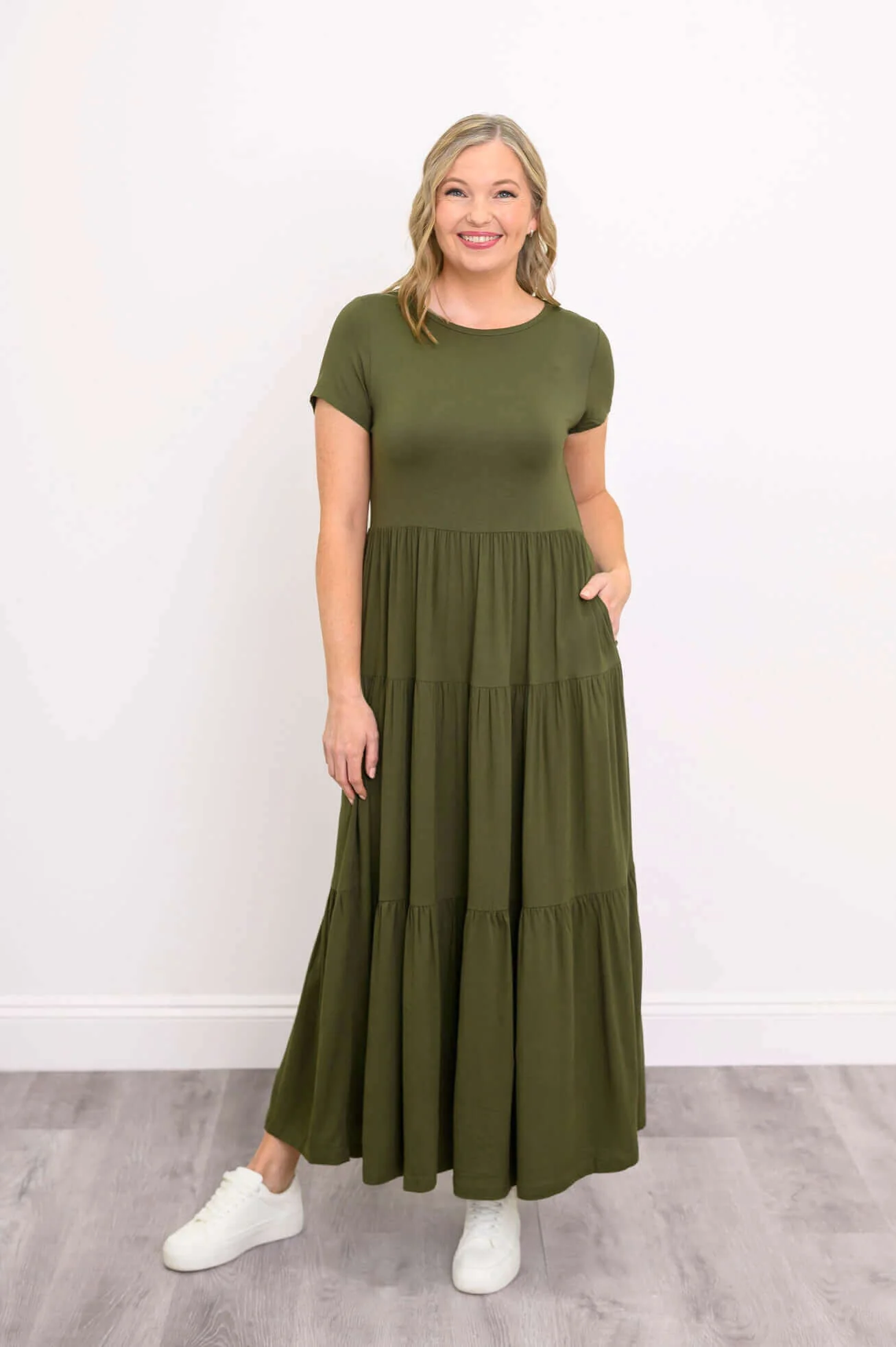 Erin Dress, Khaki, Linen Bamboo - Image 2