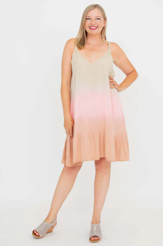 Ettie Dress, Tan Dip- Dye - Image 3