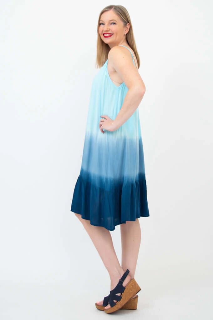 Ettie Dress, Turquoise Dip-Dye - Image 3